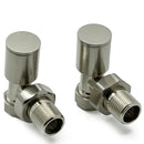 Reina Portland Angled Radiator Valve - Brushed Stainless Steel