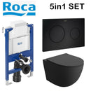 Rimless toilet wall hung pan matt black seat roca 0.82 high black plate