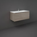 RAK Ceramics Joy Uno Wall Hung Vanity With Basin 1000mm Grey Elm UNOWH100EGY + JOYDI10101WH