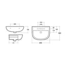 RAK Ceramics Compact 450mm x 360mm Semi Recessed Basin 2 Tap Holes COM45SR2