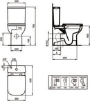 Ideal Standard i.life A Close Coupled Back-to-Wall WC Bowl with Horizontal Outlet and Rimless Technology White T481401 + E249201 + T473701