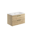 Anas Aubrey 800x500x440mm Wall Mounted Vanity With Basin & Handle Davos Oak AUBREY-800-VANITY-OAK + BASIN006 + AUBREY-HANDLE-BRBRASS