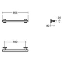 Armitage Shanks Contemporary 21 60cm Straight Grab Rail 60mm Projection - Stainless Steel S0830MY