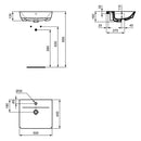 Ideal Standard Retail Connect Air 500mm Semi Recessed Basin 1 Tap Hole - White E030801