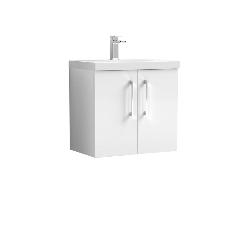 Anas montana 600mm Wall Hung Vanity Unit with 1 Tap Hole Basin Gloss White Finish