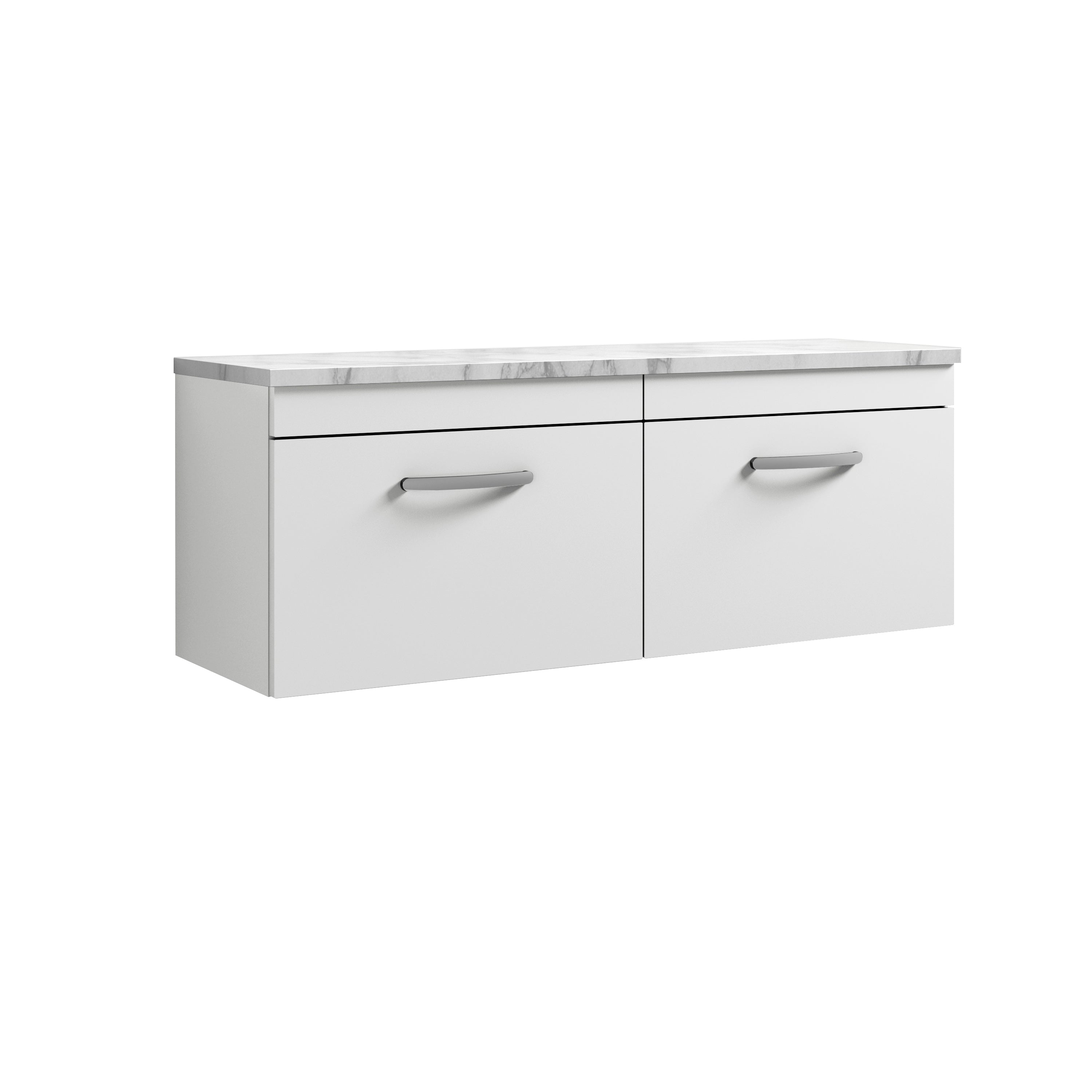 Anas Trion 1200mm Wall Hung Contemporary 2-Drawer Storage Unit with La