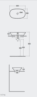 RAK Ceramics Variant 430mm Countertop Basin VARCT36000AWHA