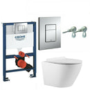 Grohe 0.82 WC Frame Chrome Plate Rimless Wall Hung Toilet Pan And Soft Close Seat 38773000