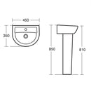 Armitage Shanks Sandringham 21 450mm Basin  With Pedestal 1 Tap Hole E893501 + E897601