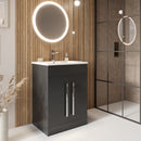 Anas Lili 590mmx810mmx445mm Floorstanding Unit With Basin Matt Grey 600CAB-LILI-MATTGREY + THIN600BASIN