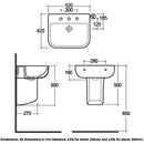 Rak Ceramics Series 600 Semi Pedestal 520mm Basin White S60052BAS1 + S600HPED