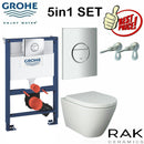GROHE 0.82M CONCEALED CISTERN WC FRAME RAK CERAMICS RIMLESS WALL HUNG TOILET PAN