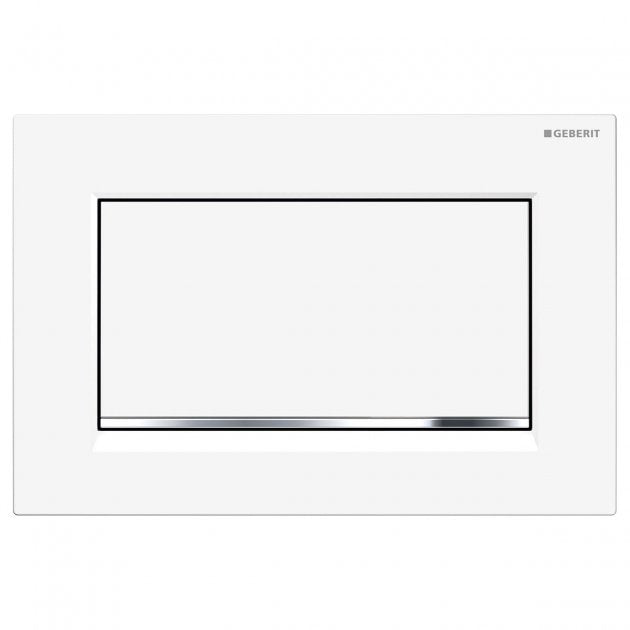 Geberit Sigma30 stop-and-go Screwable Flush Plate Matt White & Chrome