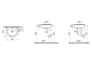 Vitra Layton 550mm Washbasin With Semi Pedestal 2 Tap Holes 5272L003-1093 + 5281L003-7201