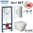Grohe Concealed Cistern Wc Frame 1.12 With Rak Ceramics Rimless Wall Hung Toilet Pan 3886020A