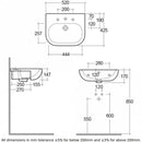 RAK Ceramics Tonique 520mm Semi Recessed Basin 1 Tap Hole TONSRBAS1