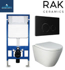 Rimless Wall Hung Pan Rak Resort Seat Wc Frame Matt Black Flush Plate RSTWHPAN