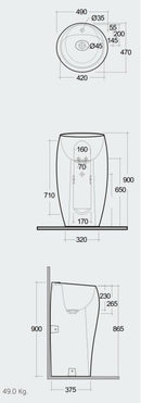 RAK Ceramics Cloud 470mm x 490mm 1 Tap Hole Freestanding Basin - Black CLOFS5001504A