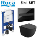 Rimless toilet wall hung pan matt black seat roca 0.82 high black plate