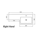Anas Waterguard 1100x850x450mm Vanity Unit With WC Unit & Basin Only Gloss White WATERGUARD-600VANITY-GWTE + WATERGUARD-500WC-GWTE + L-1100-LEFT/L-1100-RIGHT