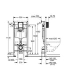 Grohe Concealed Cistern Wc Frame Matt Black Plate Rimless Wall-hanging Toilet Pan