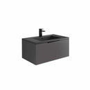 Anas Angel 590x350x475mm Wall Mounted Vanity With Basin & Handle & Overflow  - Matt Grey
