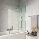 Anas Square 900mm Bath Screen W/ Fixed Panel Chrome SCREEN006