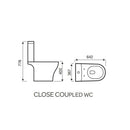 Kameo Rimless Coupled Toilet With Cistern Soft Close Seat Push Button Open Back