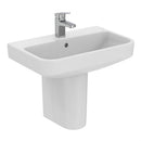 Ideal Standard I.Life S 600mm Compact One Tap Hole Washbasin With Semi Pedestal - White T458301 + T519601