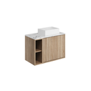 Anas Michelle 800mm Fluted Vanity Unit With Side Storage & Worktop & Basin Sonoma Oak