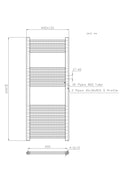 22mm Straight Towel Rail 500x1200mm Brushed Brass STR512BRASS