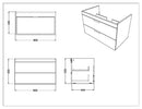 Anas Aubrey 800x500x440mm Wall Mounted Vanity Unit Matt Grey AUBREY-800-VANITY-GREY AUBREY-800-VANITY-GREY + BASIN006 + AUBREY-HANDLE-BRBRASS