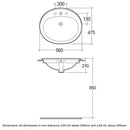 RAK Ceramics Mira 475mm In-Countertop Basin 2 Tap Holes MIROC2