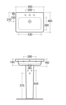 RAK Ceramics Resort 650mm Pedestal Basin 1 Tap Hole RST65BAS1 + RSTPED