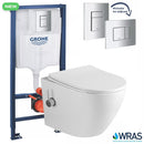 Rimless Toilet Natalia Vortex Tornado Flushing Wall Hung Pan Inc BIDET FUNCTION Soft Seat Grohe Wc Frame 1.12 Chrome Flush Plate 3877220A