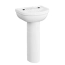 VitrA Milton 450mm Washbasin With Pedestal 2 Tap Holes 5750L003-0885 + 6408L003-0156