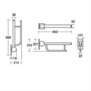 Armitage Shanks CONTOUR 21 Screw to Wall Hinged Support Arm 650mm Long Stainless Steel S6361MY