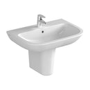 Vitra S20 650mm Washbasin With Semi Pedestal 2 Tap Holes 5504L003-0022 + 5281L003-7201