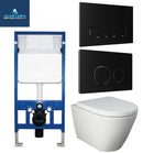 Rimless Wall Hung Pan Rak Resort Seat Wc Frame Matt Black Flush Plate RSTWHPAN
