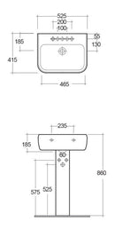RAK Ceramics Metropolitan 525mm Basin With Pedestal 1 Tap Hole MET52BAS1 + METPED