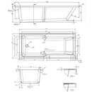 Essential Newham 1700x750mm Straight Quartz Shower Bath - White EB552