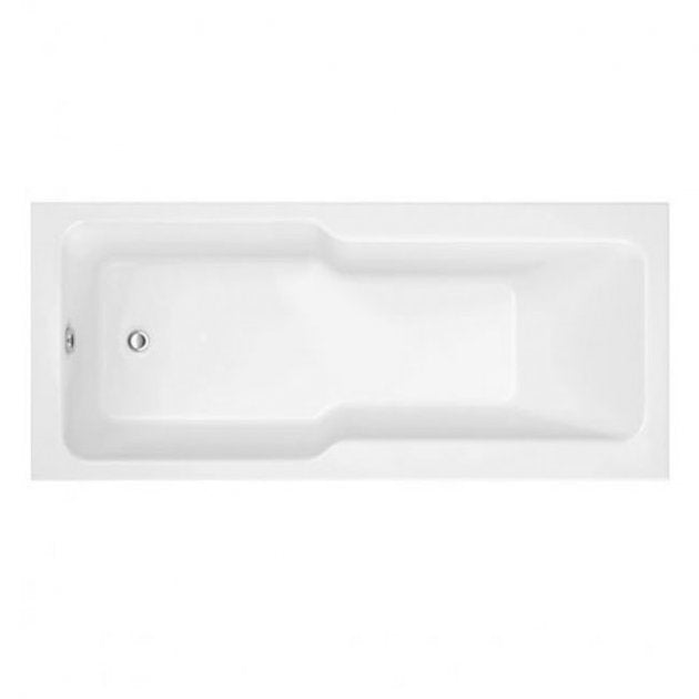 Essential Newham 1700x750mm Straight Quartz Shower Bath - White EB552