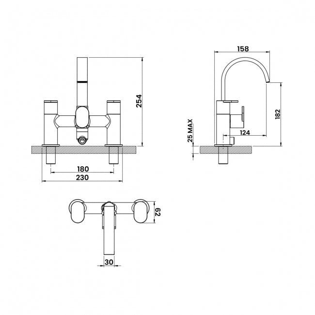 Essential Osmore Bath Shower Mixer Including Shower Kit 2 Tap Holes - Chrome ET1009