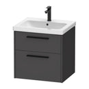 Duravit D-code 584x460mm 2 Drawer Wall Hung Vanity Unit W Black Handle Matt Graphite DC46700BD490000 + 23996000002