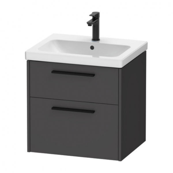 Duravit D-code 584x460mm 2 Drawer Wall Hung Vanity Unit W Black Handle Matt Graphite DC46700BD490000 + 23996000002