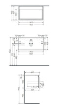RAK Ceramics Joy Uno Wall Hung 1 Drawer Vanity 800mm Grey Elm UNOWH080EGY + JOYDI08101WH