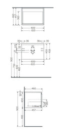 RAK Ceramics Joy Uno Wall Hung 1 Drawer Vanity With Basin 600mm Moka Walnut UNOWH060MOK + JOYDI06101WH