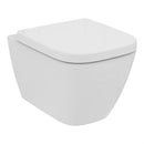 Ideal Standard i.life S Compact Wall Mounted WC Bowl With Horizontal Outlet and Rimless Technology White T459201 + T473701