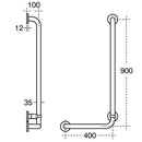 Armitage Shanks CONTOUR 21 Angled Shower Grab Rail Right Handed 900x400mm White S6473AC