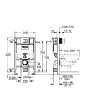Anas Vortex Rimless Tornado Quiet Flushing Rimless Pan & Grohe 0.82 Frame Chrome Flush Plate 3877320A + 1211-11T